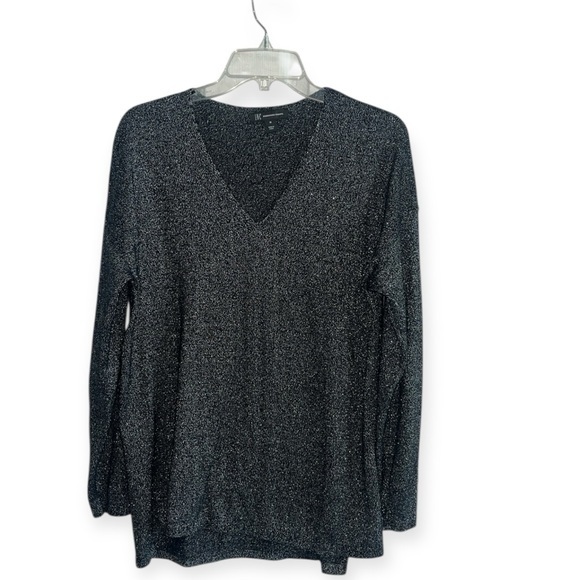 INC International Concepts Sweaters - INC International Concepts Black Shine V-Neck Long-Sleeve Tunic Sweater Size M